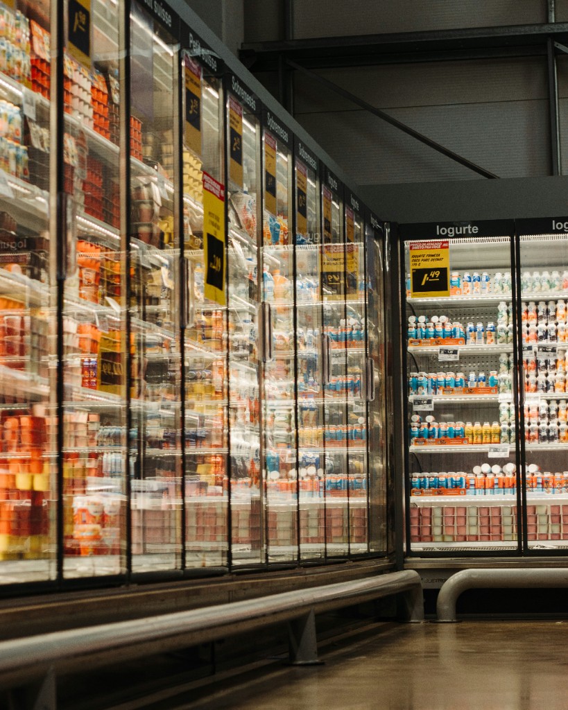 Chilled category shelf run in a convenience store